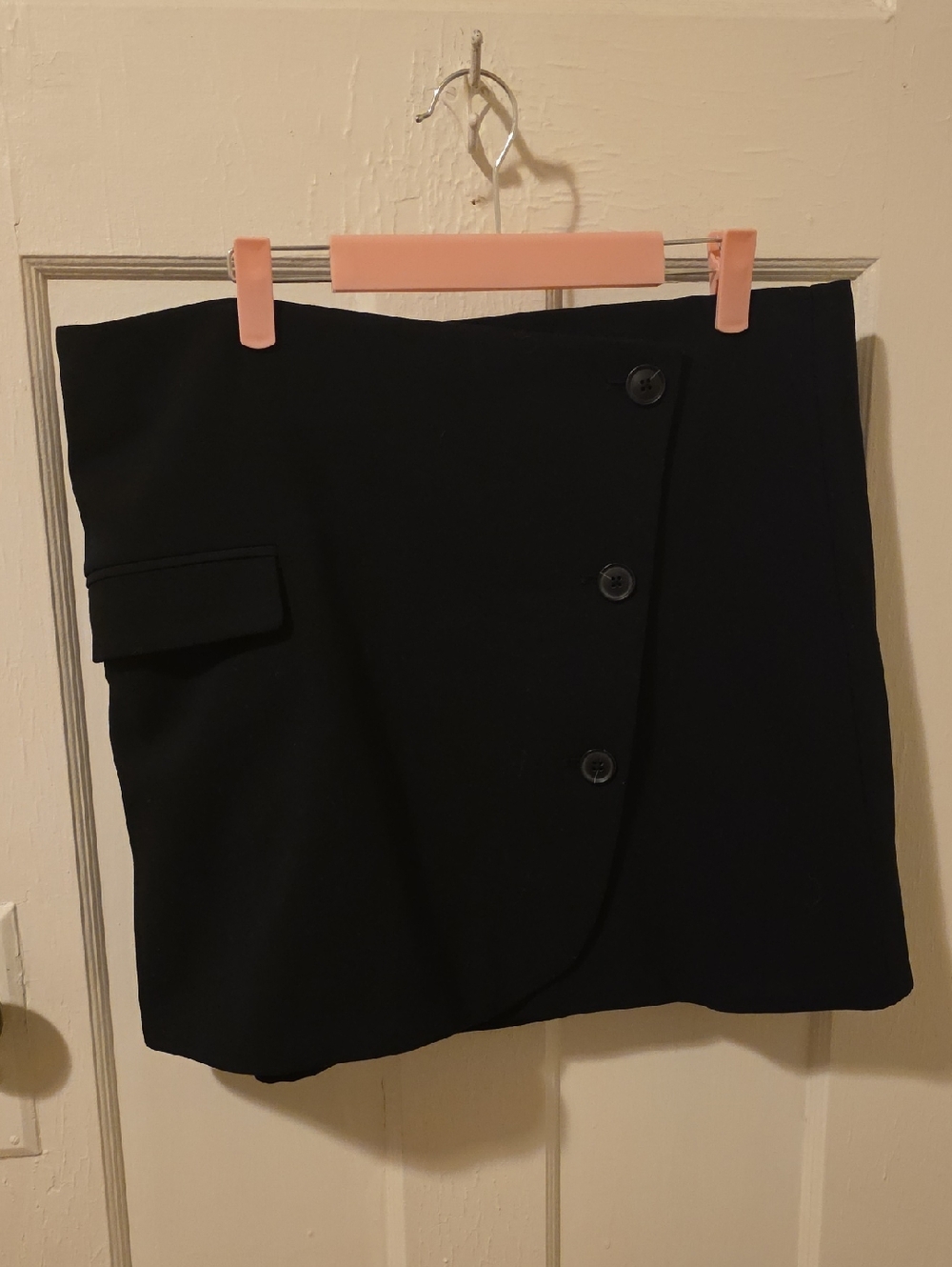 a new day Black Mini Skirt with Asymmetric Button Detail
